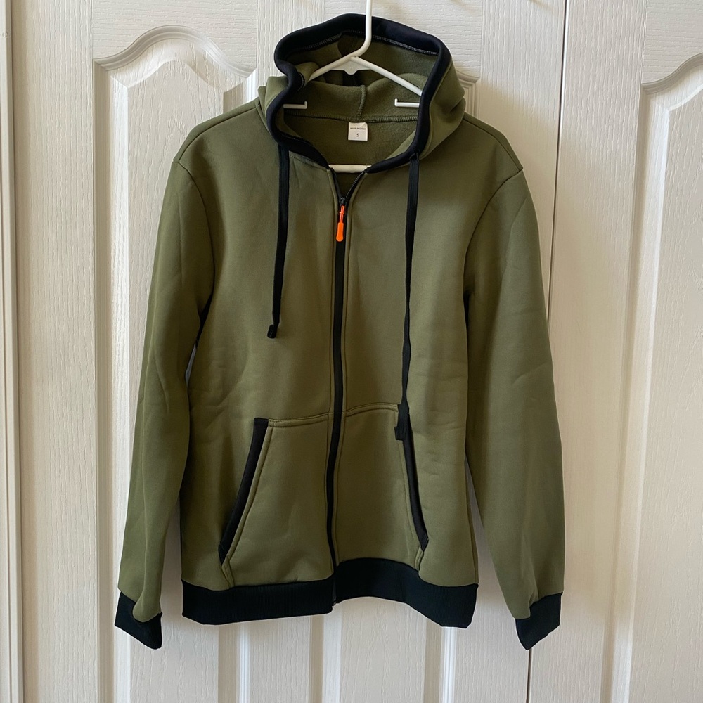 Olive army Green Zip-Up Hoodie jacket new